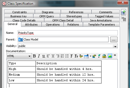 Modify 'Priority Type' class's documentation