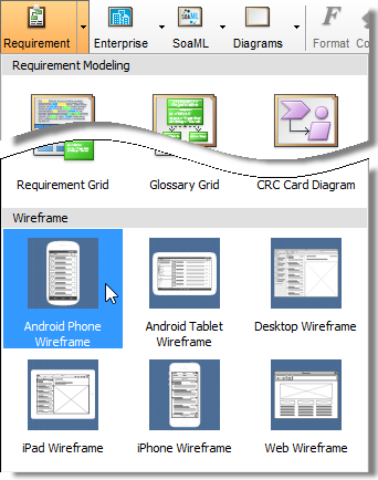 create android phone wireframe
